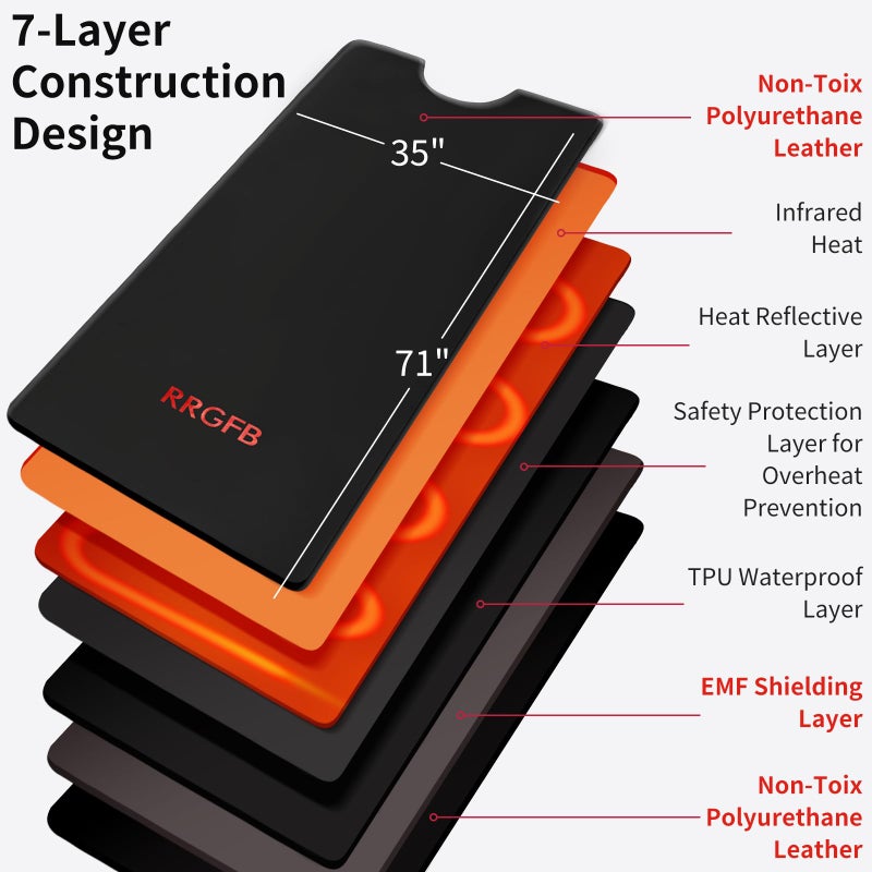 RRGFB Infrared Sauna Blanket for Home, PU Leather Portable Dry Sauna Bag for Weight Loss and Detox, Low EMF Carbon Crystal Heating, 5.9ftÃ—3ft - Image 2