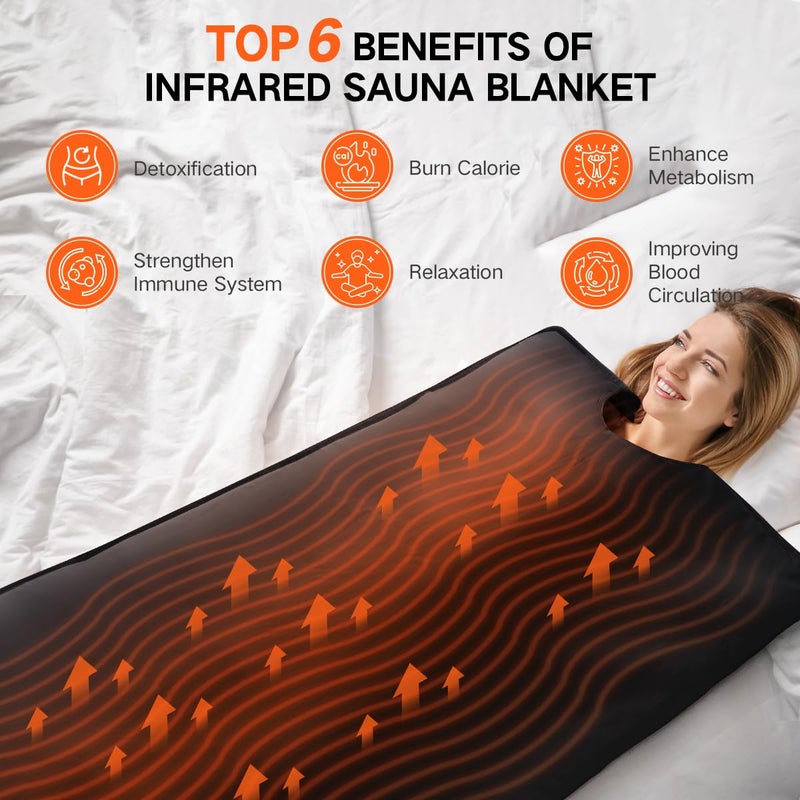 RRGFB Infrared Sauna Blanket for Home, PU Leather Portable Dry Sauna Bag for Weight Loss and Detox, Low EMF Carbon Crystal Heating, 5.9ftÃ—3ft - Image 5