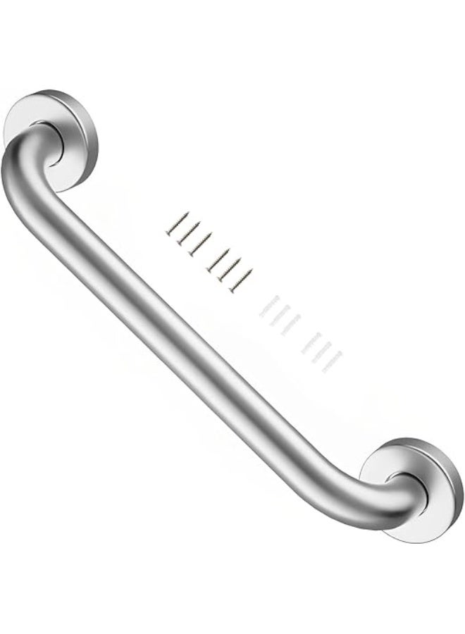 12 Inch Silver Satin Brushed Nickel Shower Grab Bar Stainless Steel Safety Hand Rail Support for Showers Elderly Injury Senior Bath Assist Handle Home Care Bath Handrail Wall-Mount Handle One Pack - Image 1