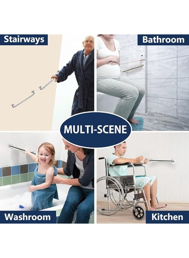 12 Inch Silver Satin Brushed Nickel Shower Grab Bar Stainless Steel Safety Hand Rail Support for Showers Elderly Injury Senior Bath Assist Handle Home Care Bath Handrail Wall-Mount Handle One Pack - Image 5