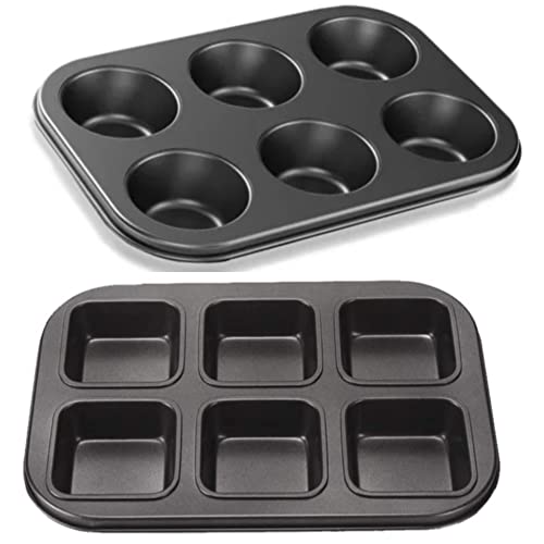 SHOAIB 6-Cups Mini Loaf Pan and Muffin and Cupcakes Combo Brownie Cake Mould 2-Piece Nonstick Baking Tray - Image 1