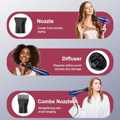 CONFU Hair Dryer, Professional Ionic Salon Blow Dryer with Diffuser for Women and Men, 5X Fast Drying, Powerful and Quiet Hair Blow Dryer for Fast & Easy Styling (1875 Watts) - Image 5