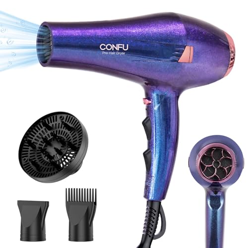 CONFU Hair Dryer, Professional Ionic Salon Blow Dryer with Diffuser for Women and Men, 5X Fast Drying, Powerful and Quiet Hair Blow Dryer for Fast & Easy Styling (1875 Watts) - Image 1
