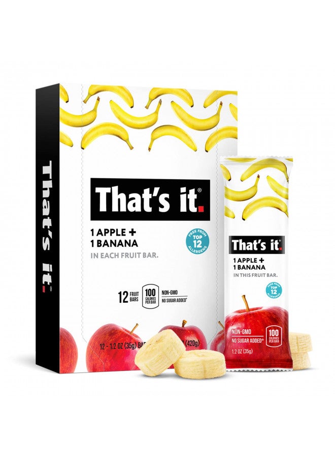 That's it. That's it Apple + Banana 100% Natural Real Fruit Bar, Best High Fiber Vegan, Gluten Free Healthy Snack, Paleo for Children & Adults, Non GMO Sugar-Free, No Preservatives Energy Food (12 Pack)