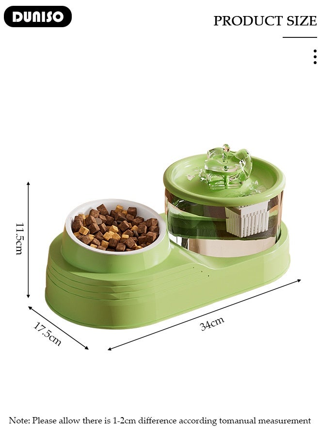 DUNISO نافورة مياه هادئة للغاية للقطط ووعاء طعام 2 في 1 نظام ترشيح دوران مع فلتر قابل للاستبدال موزع مياه للحيوانات الأليفة يعمل بالطاقة USB للقطط والكلاب مضخة منخفضة الضوضاء - Image 2