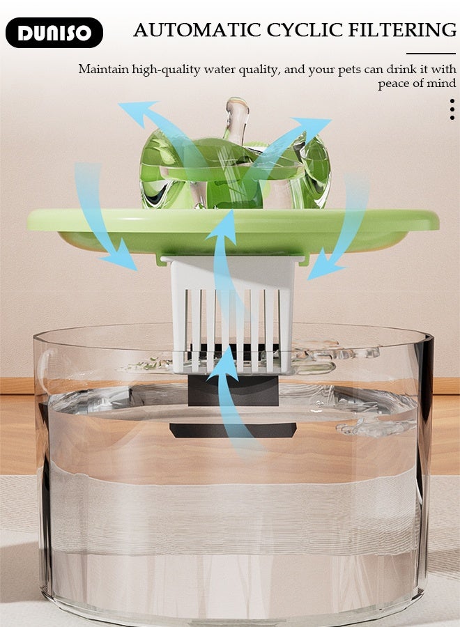 DUNISO نافورة مياه هادئة للغاية للقطط ووعاء طعام 2 في 1 نظام ترشيح دوران مع فلتر قابل للاستبدال موزع مياه للحيوانات الأليفة يعمل بالطاقة USB للقطط والكلاب مضخة منخفضة الضوضاء - Image 4