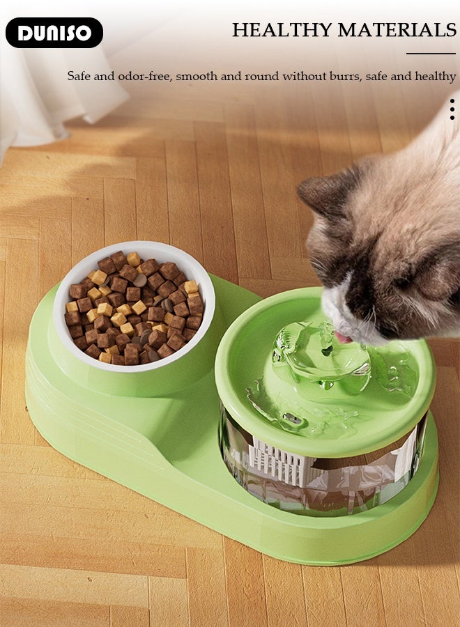 DUNISO نافورة مياه هادئة للغاية للقطط ووعاء طعام 2 في 1 نظام ترشيح دوران مع فلتر قابل للاستبدال موزع مياه للحيوانات الأليفة يعمل بالطاقة USB للقطط والكلاب مضخة منخفضة الضوضاء - Image 5