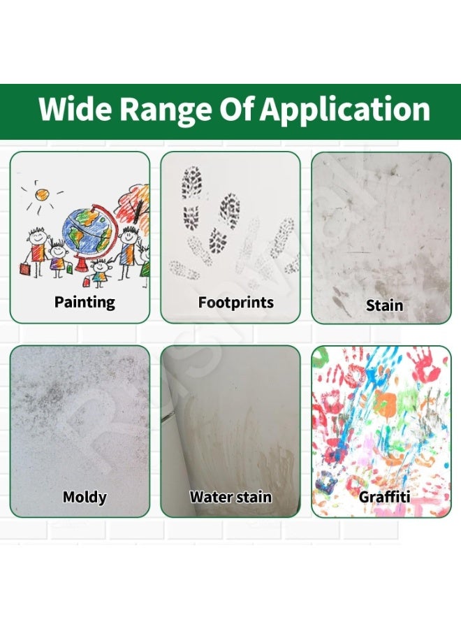 بكرة طلاء لاصلاح الجدران 500 غرام، فرشاة اعادة طلاء الجدران 2 في 1، اداة اصلاح سهلة للجدران للسيراميك والبلاط والفخار والبورسلين والاسقف، تعمل على اصلاح الكتابة على الجدران والخدوش وآثار الاقدام - Image 2