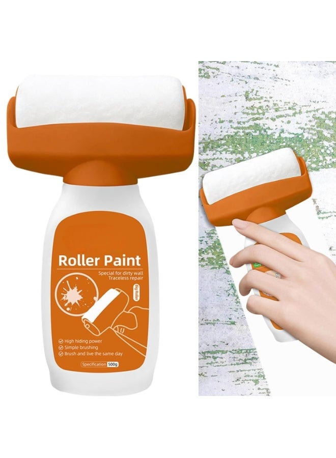 بكرة طلاء لاصلاح الجدران 500 غرام، فرشاة اعادة طلاء الجدران 2 في 1، اداة اصلاح سهلة للجدران للسيراميك والبلاط والفخار والبورسلين والاسقف، تعمل على اصلاح الكتابة على الجدران والخدوش وآثار الاقدام - Image 1