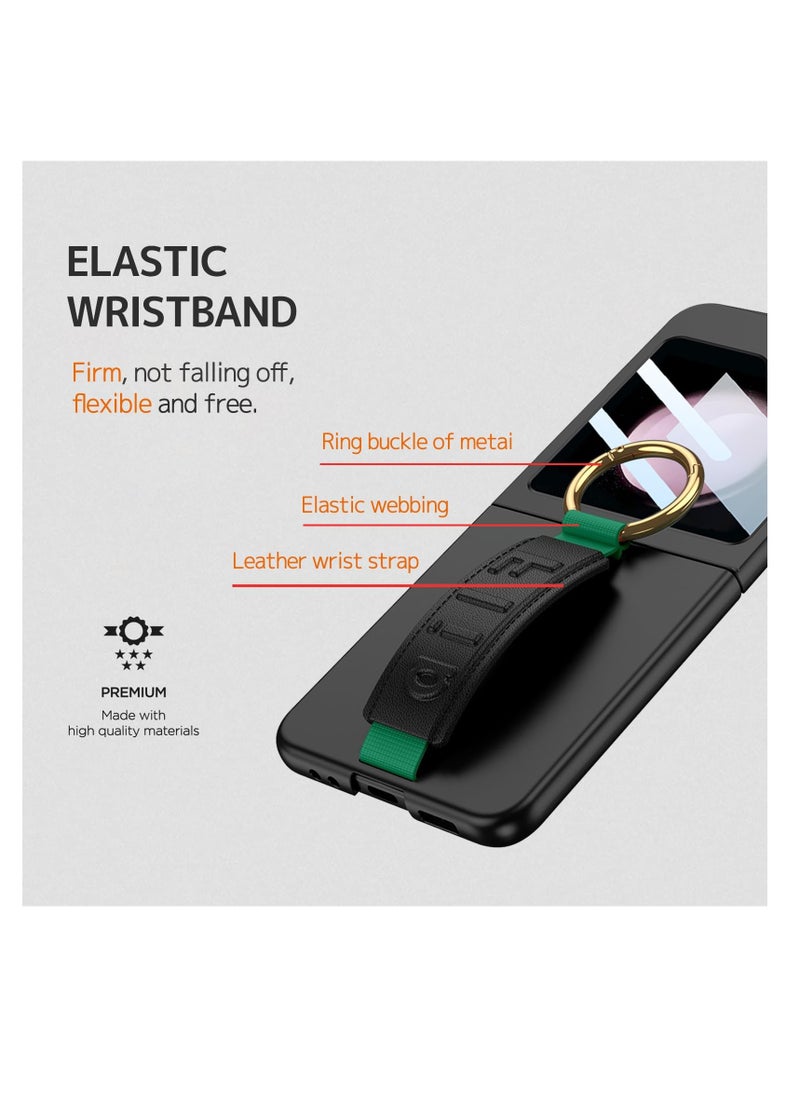 Aookay Case for Samsung Galaxy Z Flip 6 Case with Screen Protector & Strap,Shockproof Hard Cover Camera Protective Ring Case for Samsung Z Flip 6 Case with Wrist Strap (Black)  - Image 5