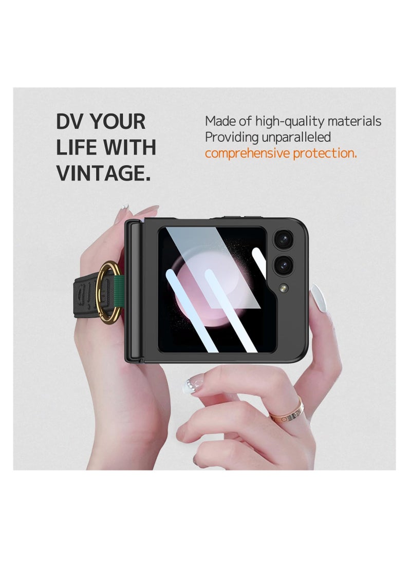 Aookay Case for Samsung Galaxy Z Flip 6 Case with Screen Protector & Strap,Shockproof Hard Cover Camera Protective Ring Case for Samsung Z Flip 6 Case with Wrist Strap (Black)  - Image 4