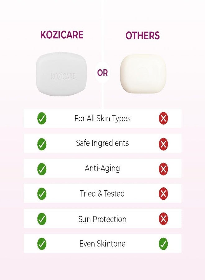 Kozicare Kojic Acid Soap & Glutathione | Whitening | Body Tan Removal | Bath for Men & Women | Remove Dark Spots & Hyperpigmentation | For Glowing Skin - Pack of 3 - Image 5