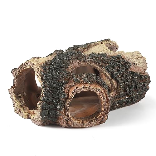 IBWell Aquarium Wood Fish Tank DecorationsResin Fake Logs Terrarium DCor Reptile Hide Aquarium Hideout for Fish Cave Small Turtles to 20 Gallon Tank - Image 1