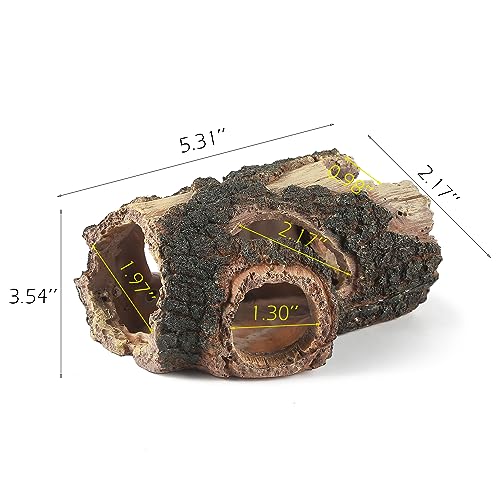 IBWell Aquarium Wood Fish Tank DecorationsResin Fake Logs Terrarium DCor Reptile Hide Aquarium Hideout for Fish Cave Small Turtles to 20 Gallon Tank - Image 3