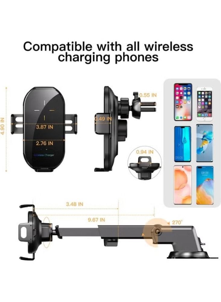 Dream Zone Wireless Car Mount Qi Fast Charging Auto Clamping Cell Phone Holders - Image 2