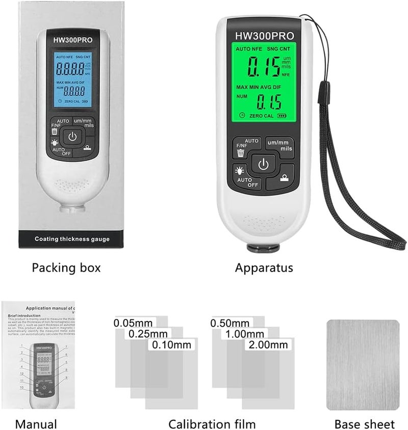 EMVANV Paint Thickness Gauge, Digital Meter Probe Paint Thickness Gauge Zero Calibration Digital Display Car Coating LCD(White) - Image 2