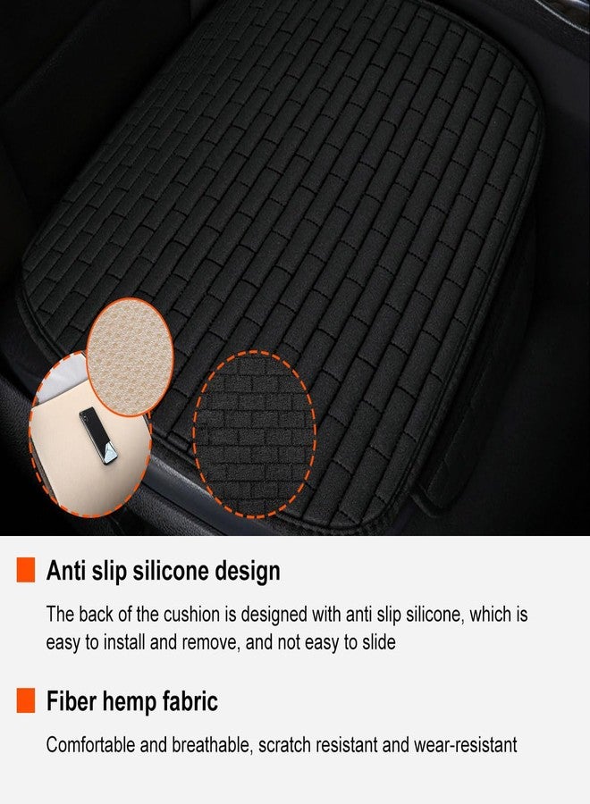 KVAEY Front Car Seat Cover, Anti-Slip Bottom Front Seat Cover Protector with Storage Pocket, Breathable Linen Driver Seat Protector Comfortable Front Cushion Pad for Most Vehicles (Black) - Image 4