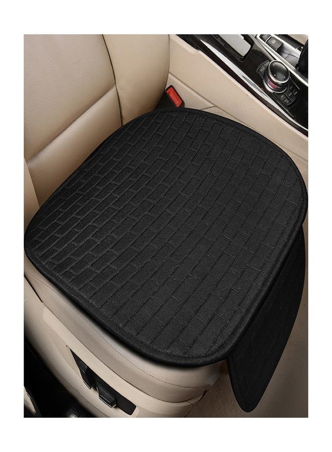 KVAEY Front Car Seat Cover, Anti-Slip Bottom Front Seat Cover Protector with Storage Pocket, Breathable Linen Driver Seat Protector Comfortable Front Cushion Pad for Most Vehicles (Black) - Image 1