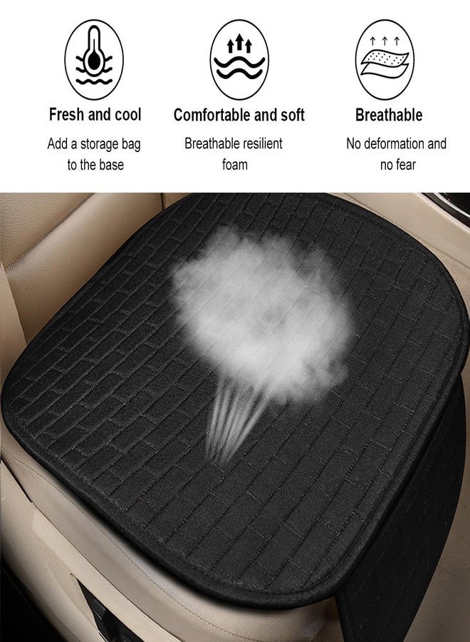 KVAEY Front Car Seat Cover, Anti-Slip Bottom Front Seat Cover Protector with Storage Pocket, Breathable Linen Driver Seat Protector Comfortable Front Cushion Pad for Most Vehicles (Black) - Image 5