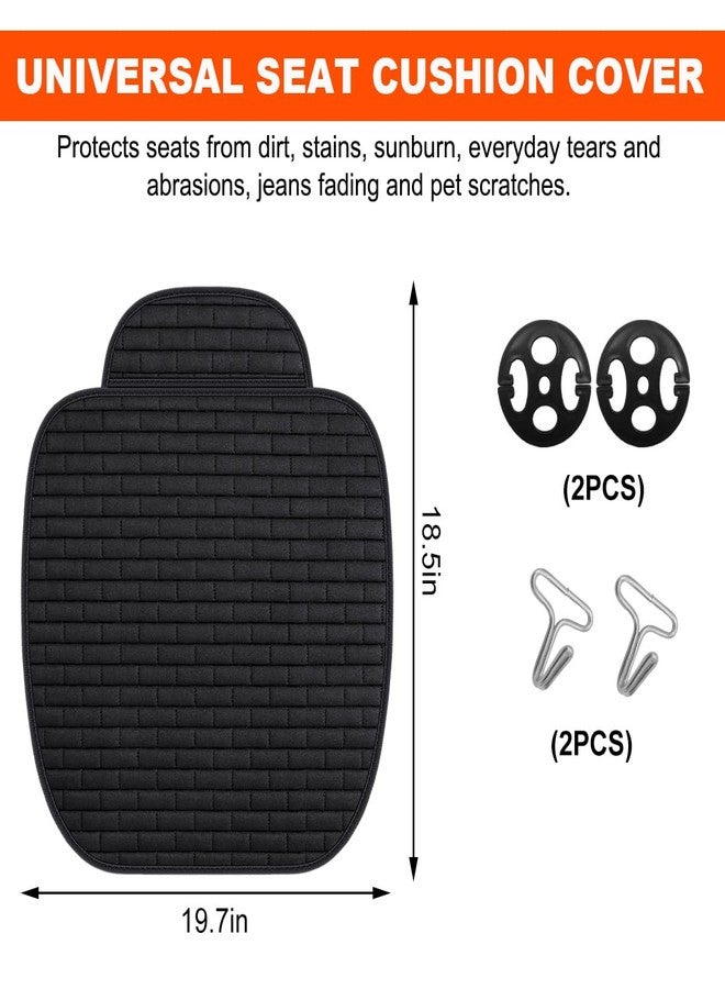 KVAEY Front Car Seat Cover, Anti-Slip Bottom Front Seat Cover Protector with Storage Pocket, Breathable Linen Driver Seat Protector Comfortable Front Cushion Pad for Most Vehicles (Black) - Image 2