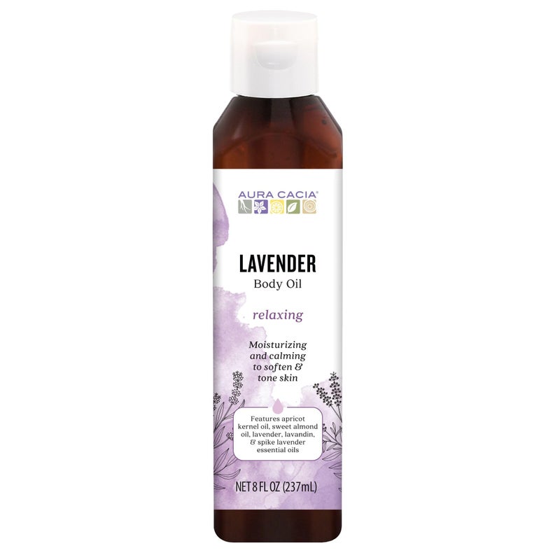Aura Cacia Body Oil, Relaxing Lavender, 8 Fluid Ounce (Pack of 2) - Image 1