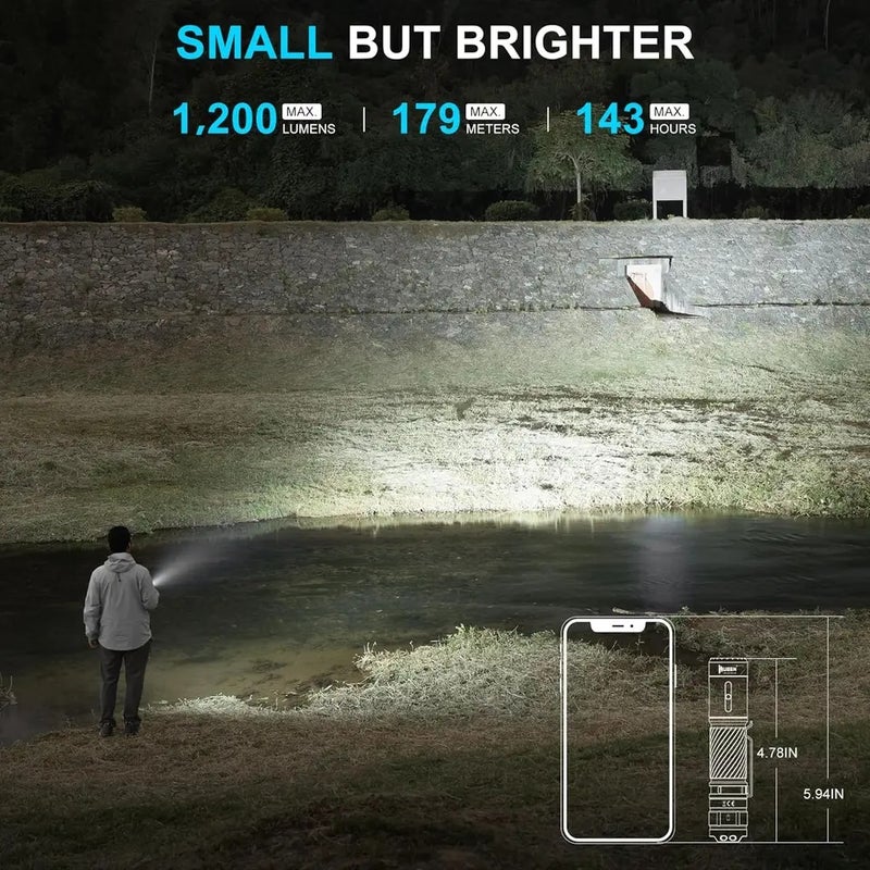 وبين مصباح يدوي Wuben C3 Flashlight 1200 High Lumens Rechargeable 6 Modes IP68 Waterproof LED Tactical Flashlight for Camping Hunting - Image 3