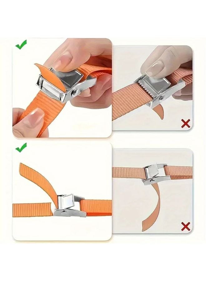 4pcs Heavy Duty Ratchet Straps with Quick Release Cam Buckle for Trucks Motorcycles Trailers - Image 5
