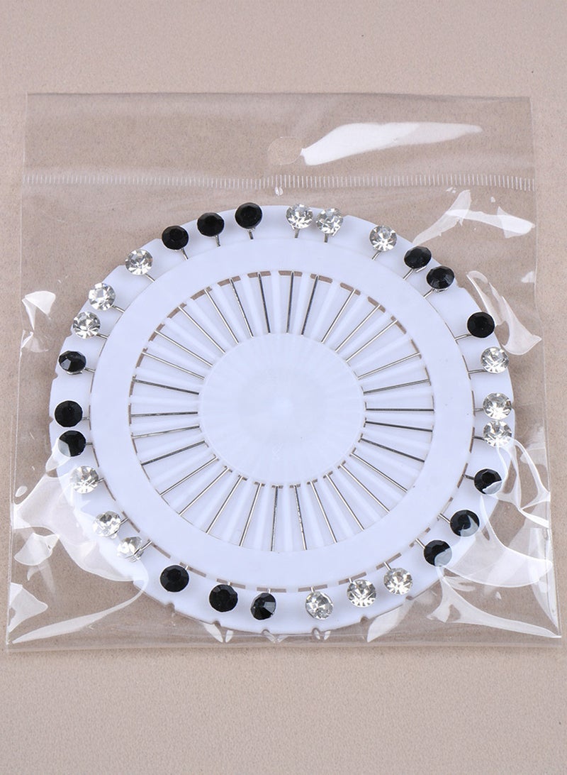 AEENAA 30 Pcs Hijab Pins Set with 2 Colors, Round Crystal Head Safety Pins for Scarf and Shawl, Non-Snag Decorative Hijab Accessories for Women - Image 3