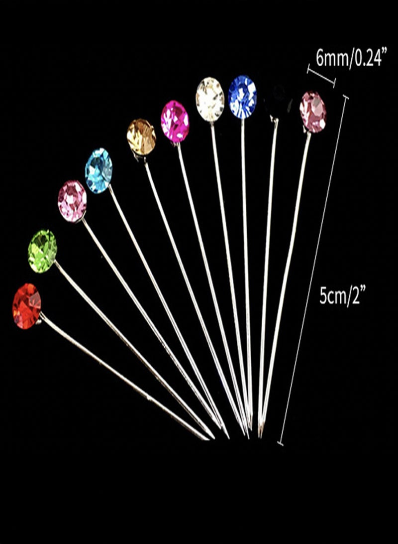 AEENAA 30 Pcs Hijab Pins Set with 2 Colors, Round Crystal Head Safety Pins for Scarf and Shawl, Non-Snag Decorative Hijab Accessories for Women - Image 4