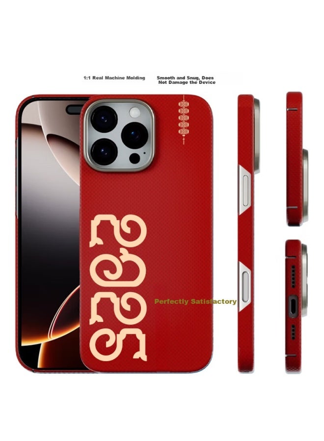 Conga Apple Iphone 16 Pro Case Kevlar Aramid Fiber Full Coverage Ultra-thin Shockproof Magnetic Metal Ring Fire