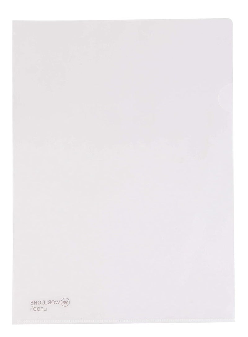 WORLDONE Clear L Folder, Made of fine Virgin 170 Micron, Ideal for Keeping documents & Data Organised, Color Transparent Natural White, Size A4, Pack of 3 (3 * 10= 30 Pieces) - Image 2