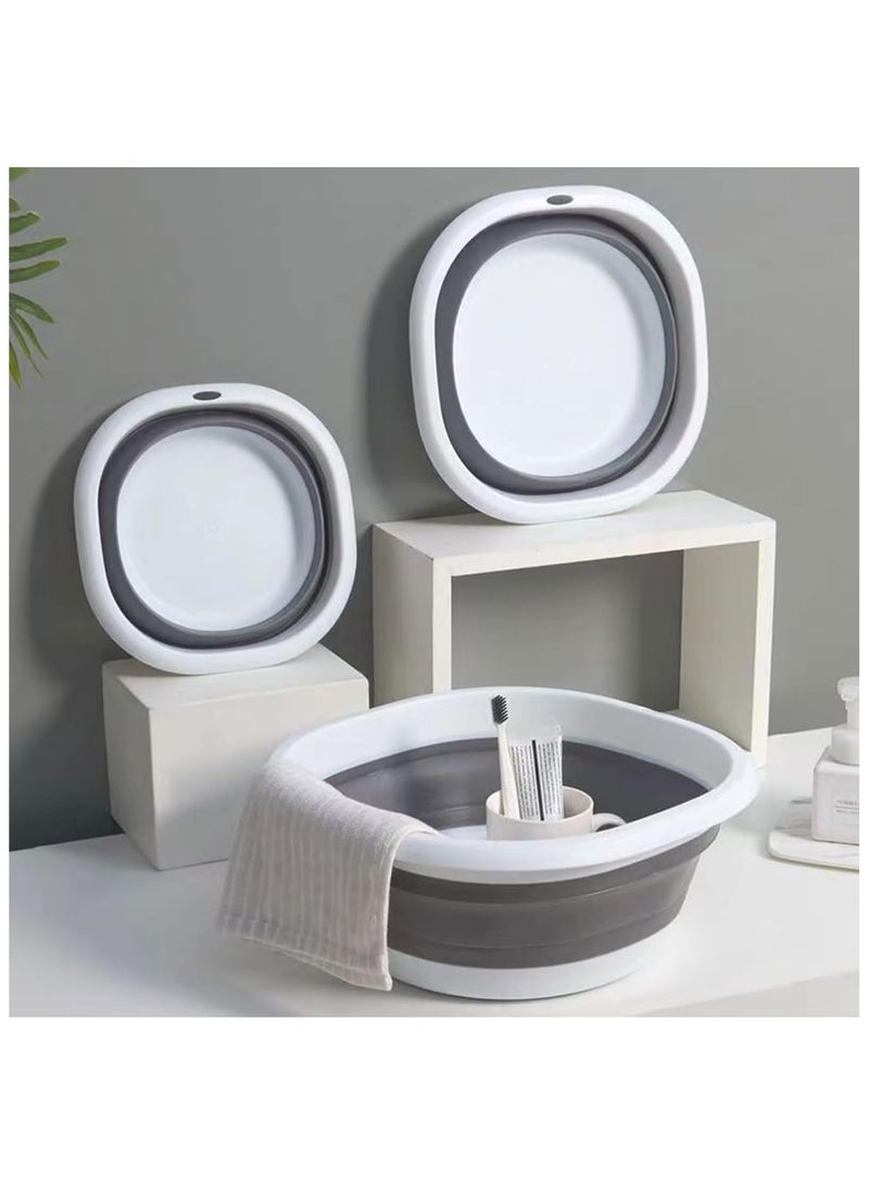 Soofam 3-Pack Foldable Wash Basin Set，Multipurpose Collapsible Wash Basin，Lightweight Basin，3 Different Sizes Portable and Space Saving，Baby Care/Outdoor Adventure/Home (grey) - Image 2
