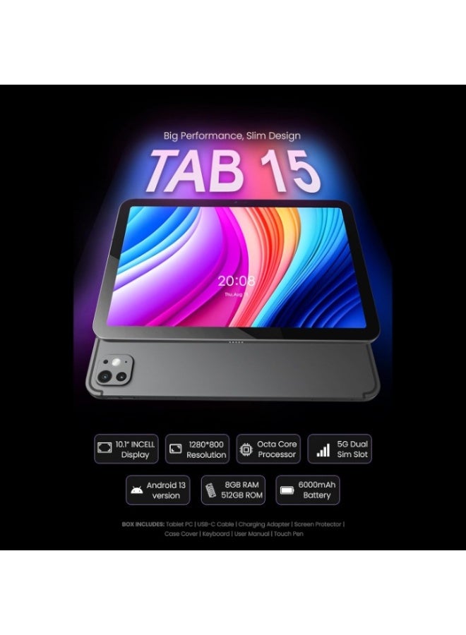 REBENUO TAB 15 Tablet | 10.1-inch screen, SIM card slot, 5G operating system, octa-core processor / 8GB RAM + 512GB ROM / Android 13 / 6000mAh battery / 8MP front camera + 13MP rear camera - Image 4