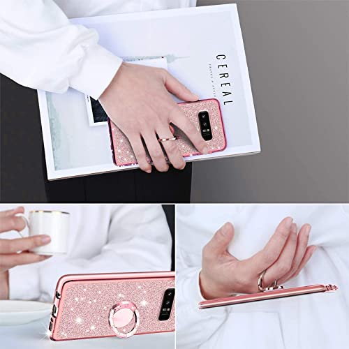Easyscen for Galaxy Note 8 Phone Case with Ring Stand Lanyard Strap Drop Protection Shockproof 2-Layer Protective Cover Cute Bling Glitter Girls Women Case for Samsung Note 8 - Rose Gold - Image 4