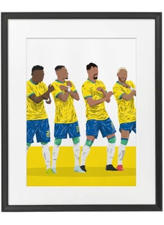 Brazil Football Team "Selecao" - Lucas Paqueta, Raphinha, Vinicius Jr, Neymar Poster with Frame 50x40cm