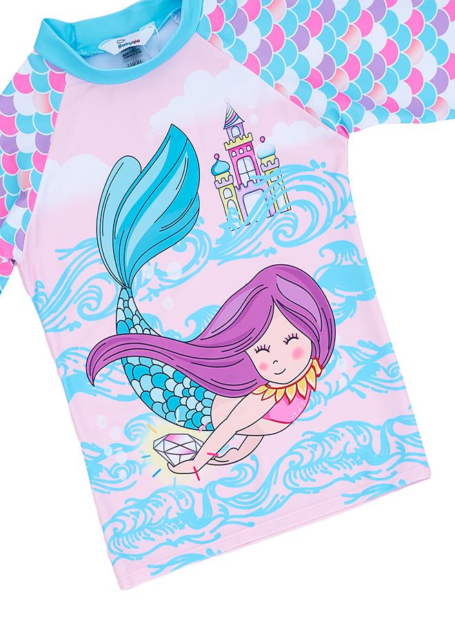 بيبي كلو طقم سباحة بناتي من قطعتين مع تنورة وسروال ضيق حورية البحر - Image 3