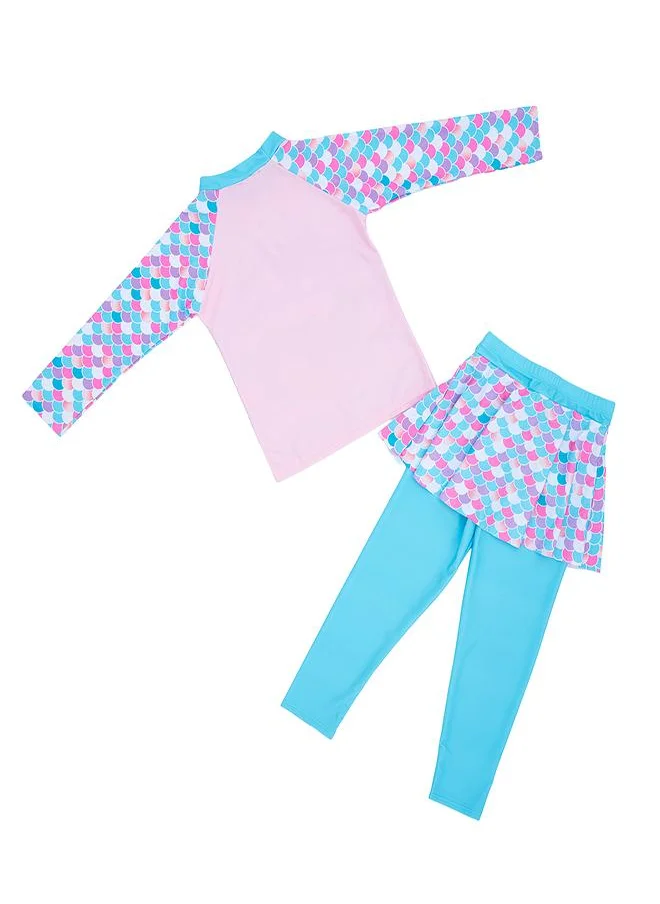 babyqlo Mermaid Legging 2 Pc Girls Swim Set with Skirt Leggings