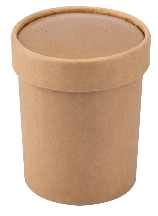 Wei Long 50-Pack 12 oz To Go Soup Containers with Lids,Paper Soup Containers Disposable Paper Bowls with Vented Lids,Cups for Ice Cream,Dessert,Frozen Yogurt,Oatmeal(Brown) - Image 1