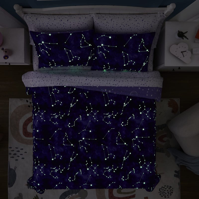 Kaleido Space Full Kids Comforter Set - 7 Pieces Full Bedding Sets for Boys Girls Teen, Glow in The Dark Galaxy Bed in A Bag with Sheets - Image 4
