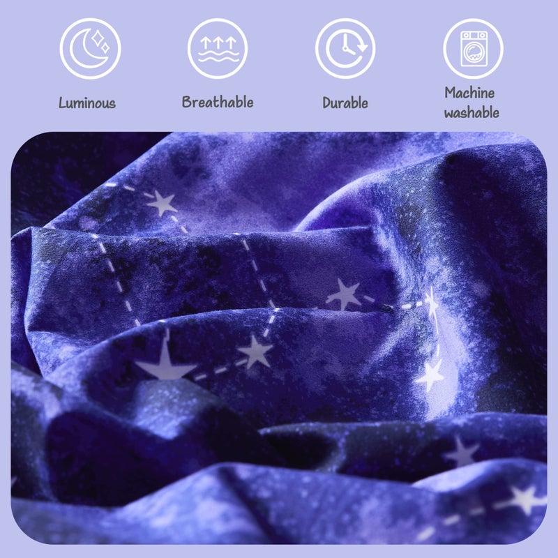 Kaleido Space Full Kids Comforter Set - 7 Pieces Full Bedding Sets for Boys Girls Teen, Glow in The Dark Galaxy Bed in A Bag with Sheets - Image 5