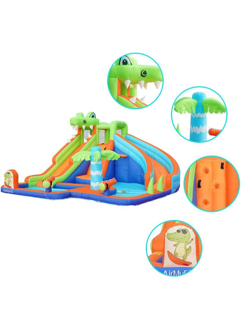 LIMOS Inflatable Twin Water Slide for Kids Outdoor Play Double the Fun (Crocodile) - Image 2