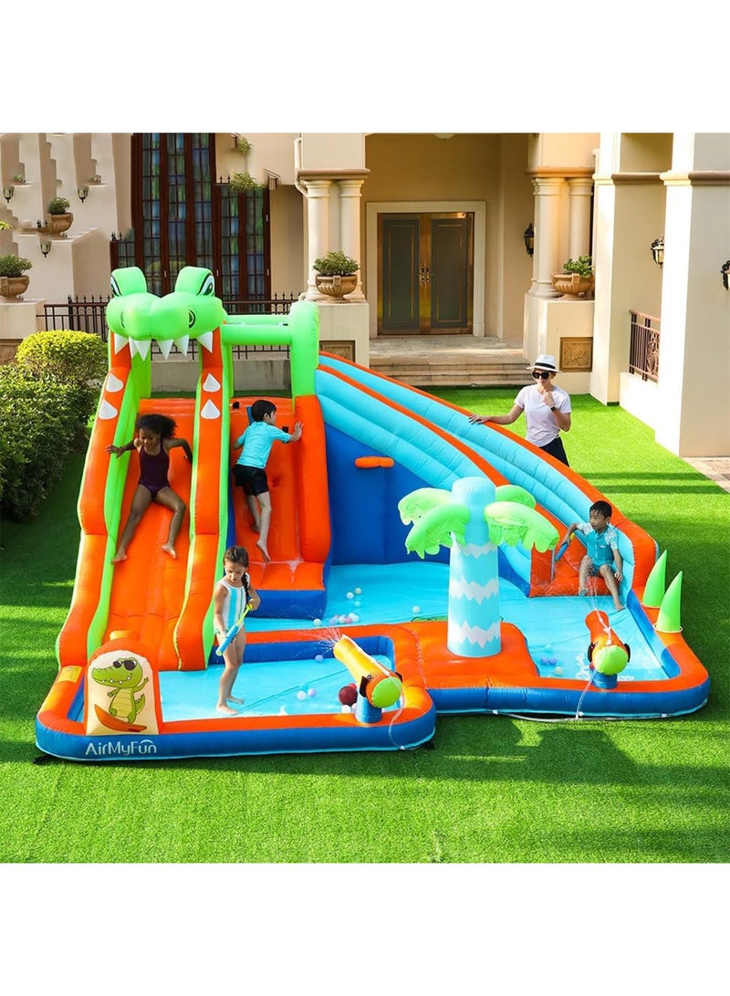 LIMOS Inflatable Twin Water Slide for Kids Outdoor Play Double the Fun (Crocodile) - Image 3