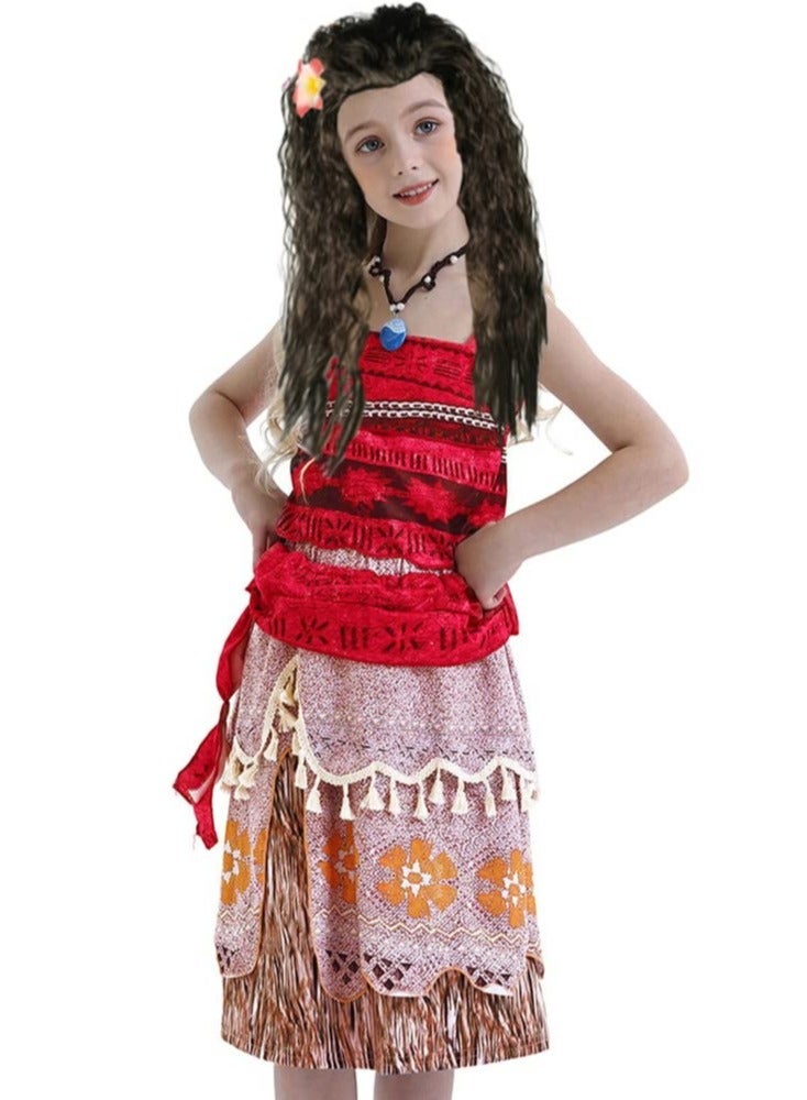 Barakah Gilrs Moana Wig and Necklace Dress up Set Moana Halloween Costume Accessories Party Favors Christmas Gift for Girls - Image 2