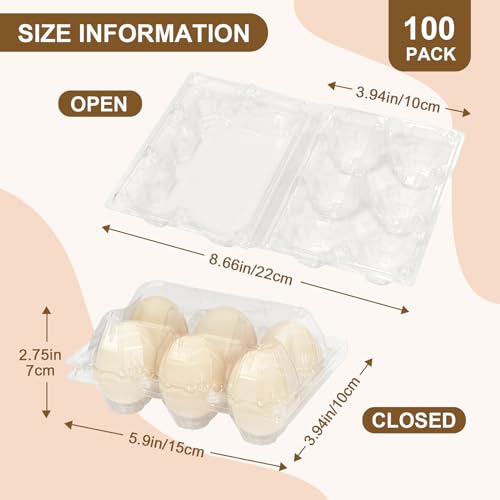 Pintuson 100 Pack Egg Cartons 6 Count - Medium Egg Cartons Cheap Bulk - Half Dozen Egg Carton for Farmers Market, Kitchen Organization and Storage - Image 2