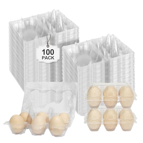 Pintuson 100 Pack Egg Cartons 6 Count - Medium Egg Cartons Cheap Bulk - Half Dozen Egg Carton for Farmers Market, Kitchen Organization and Storage - Image 1