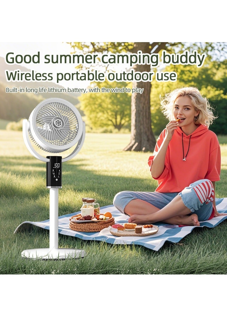 إلترازون Stand Fan 12 Inch Electric Fan Air Circulator Fan Adjustable Height 8 Speeds and Strong Airflow | 3-speed Adjustable Light | Aroma Diffuser Pad Slot | Remote Control | 8H Timer  for Home Office(F5)  - Image 3