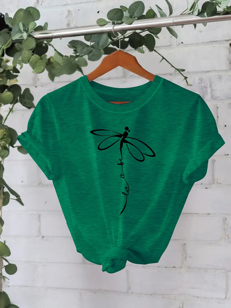 Dragonfly New Short-Sleeved Women'S Fashion T-Shirt Women'S Spot - Image 4