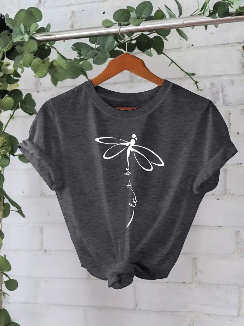 Dragonfly New Short-Sleeved Women'S Fashion T-Shirt Women'S Spot - Image 2