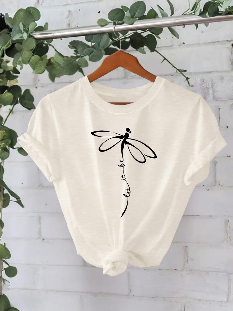 Dragonfly New Short-Sleeved Women'S Fashion T-Shirt Women'S Spot - Image 5
