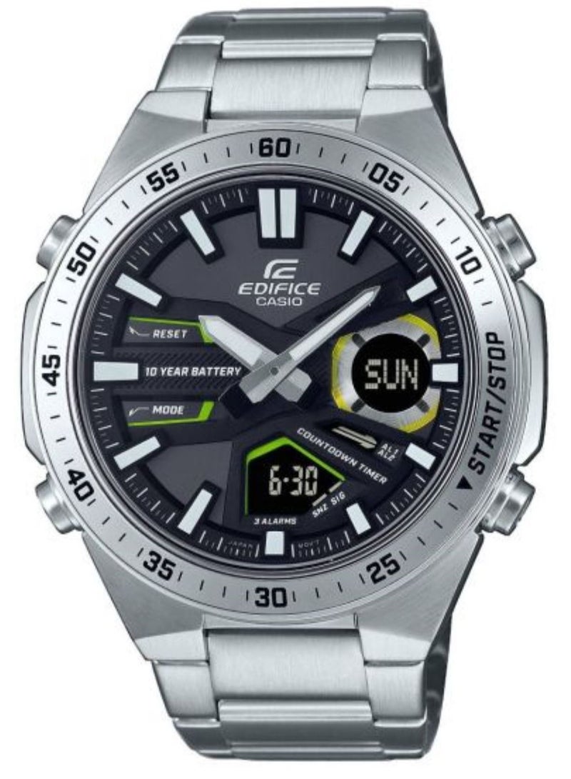 كاسيو ساعة كاسيو اديفيس للرجال من الستانلس ستيل، رقمية، بمينا دائري باللون الأسود، EFV-C110D-1A3VDF - Image 1